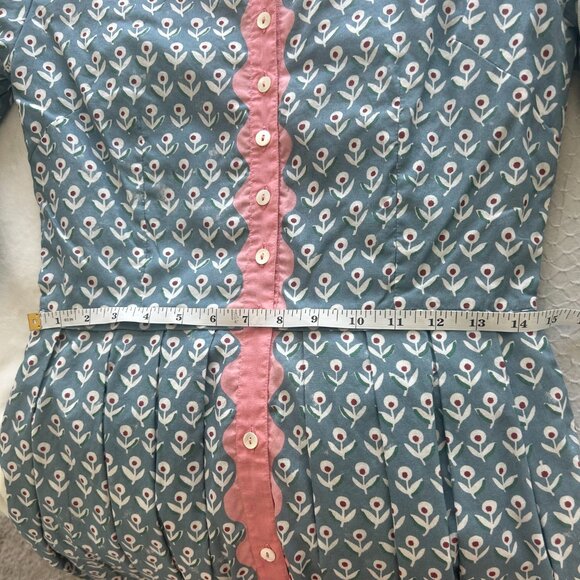 Daydress 100% Cotton Handwoven Blue Floral Button Midi Dress Medium Cottagecore - Picture 16 of 16